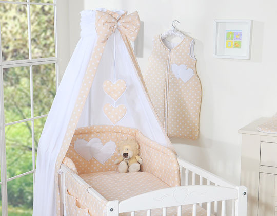 Bobono Set Pentru Patut Bej 5 Bucăți 5cz-120/tiul/inimi/551
