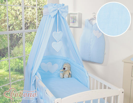 Bobono Crib Set Blue Stripes 5 Pieces