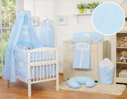 Bobono Crib Set Blue Stripes 5 Pieces