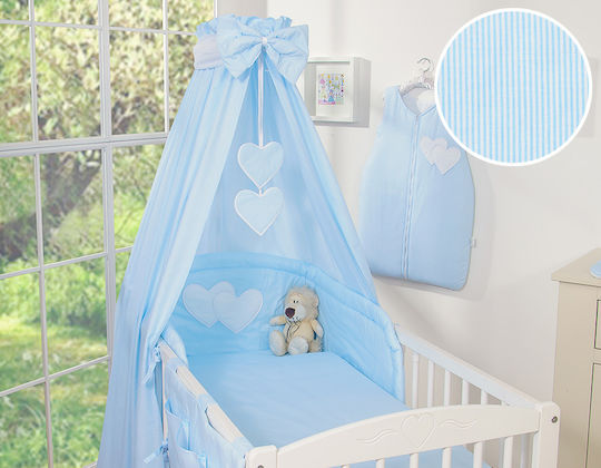 Bobono Crib Set Blue Stripes 5 Pieces