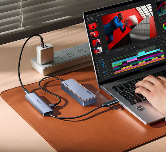 Ugreen USB-Hub 4 Anschlüsse USB 3.0 mit USB-A Anschluss Silber