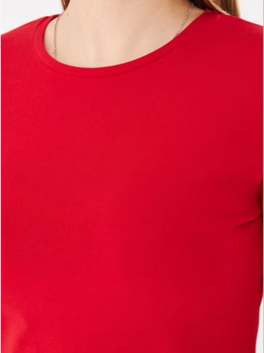 Women's Cotton Long Sleeve Red Blouse