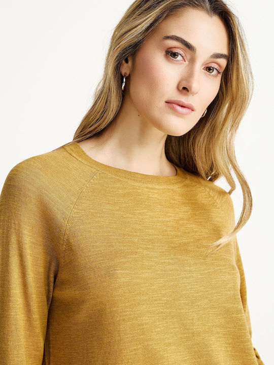 Women's Long Sleeve Cotton Sweater Yellow
