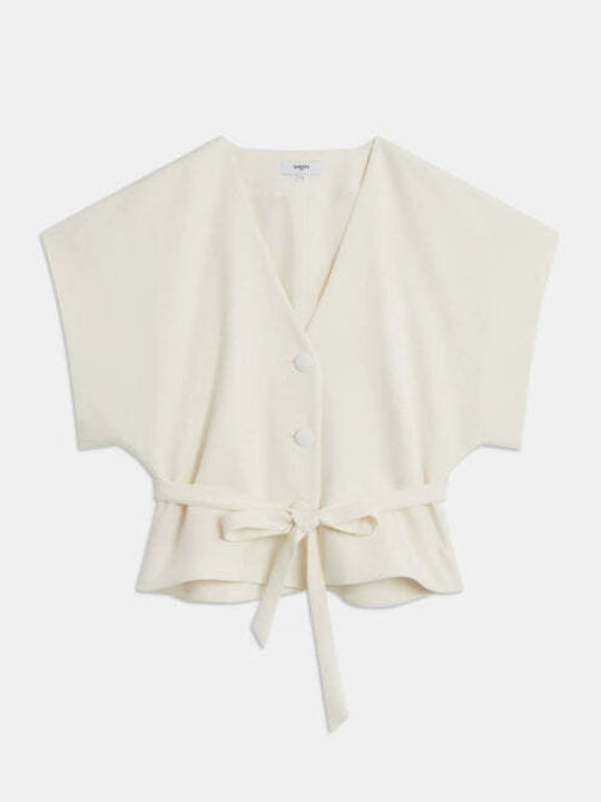 Damen Bluse Kurzärmelig mit V-Ausschnitt Weiß