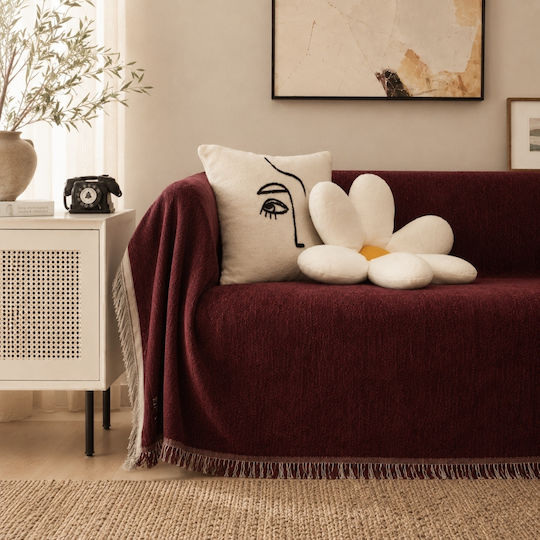 My Home Luxury Ριχτάρι Πολυθρόνας Ζακάρ 180x180εκ. Μπορντό
