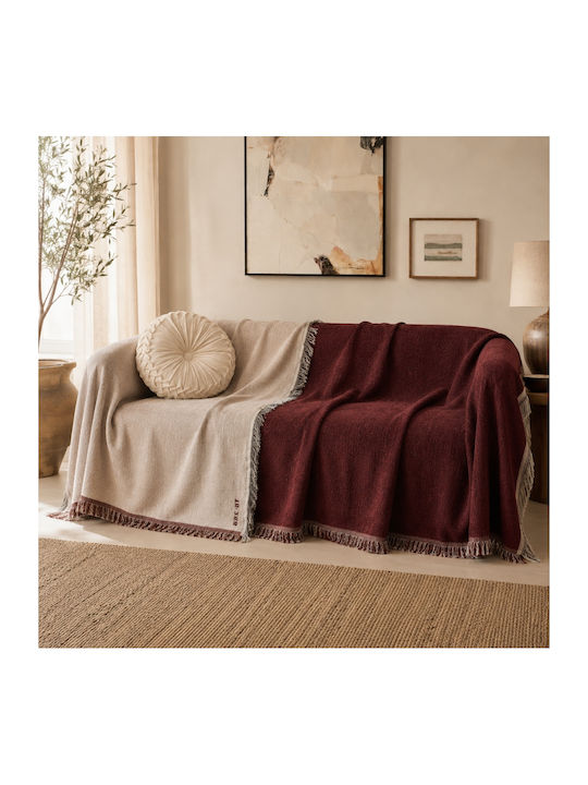 My Home Luxury Decken & Couchdecken Dreisitzer-Sofa Wurf 180x280cm Burgundisch