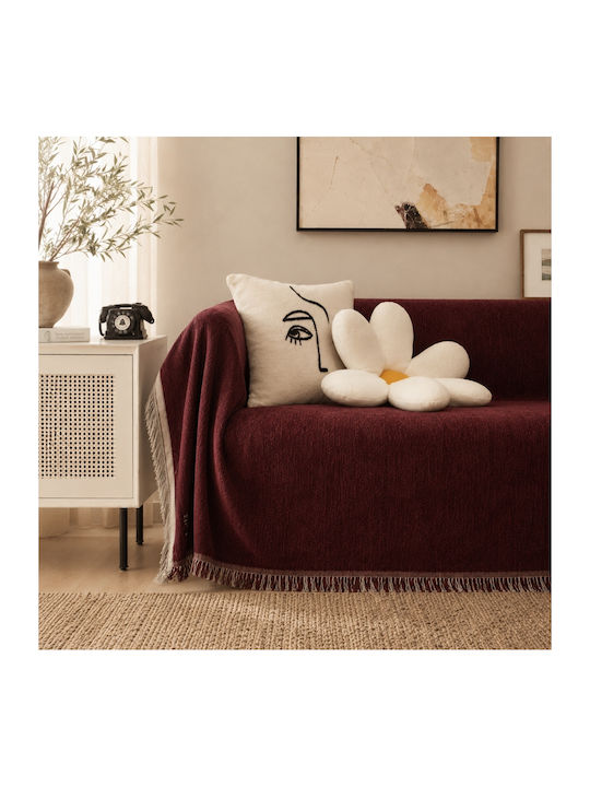 My Home Luxury Decken & Couchdecken Zweisitzer-Sofa Überwurf Jacquard 180x240cm Burgundisch
