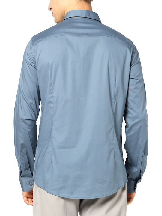 Armani Exchange Long Sleeve Shirt in Narrow Fit Blue