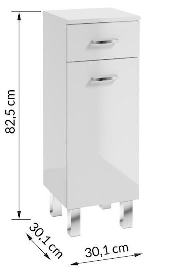 Deftrans Bathroom Vanity Unit Without Sink M30xL30xH85cm White Glossy