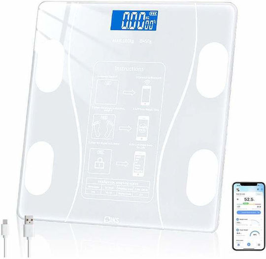 Smart Ζυγαριά 180kg με Bluetooth Λευκή