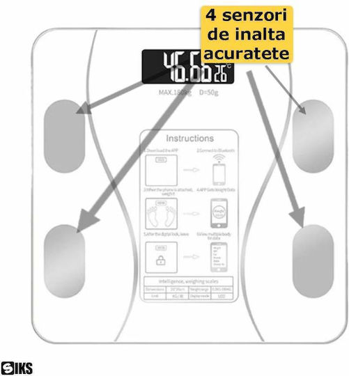 Smart Ζυγαριά 180kg με Bluetooth Λευκή