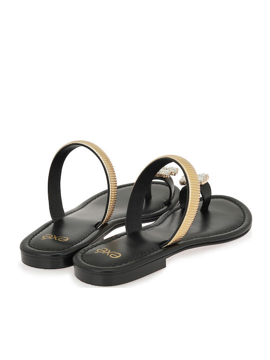 Leather Women's Black Flat Sandals