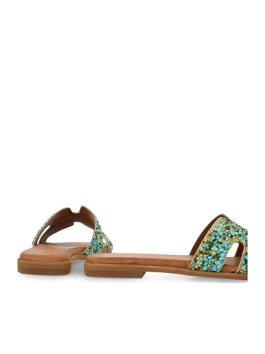 Leder Flache Sandalen für Damen Türkise