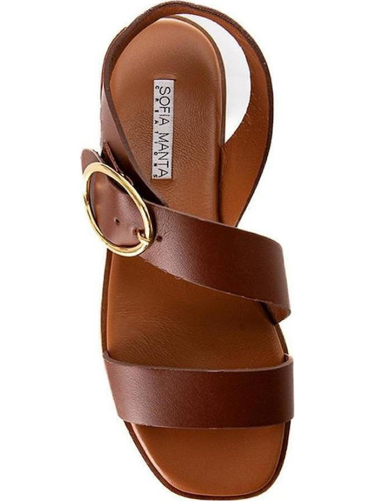 Leder Flache Sandalen für Damen Braun