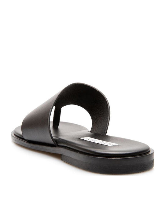 Leather Women's Flat Sandals Black