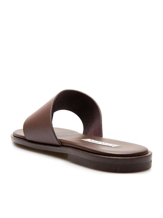 Leder Flache Sandalen für Damen Braun