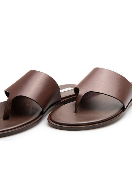 Leder Flache Sandalen für Damen Braun