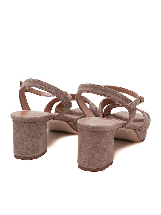 Damen Sandalen Grau Mit Wildleder