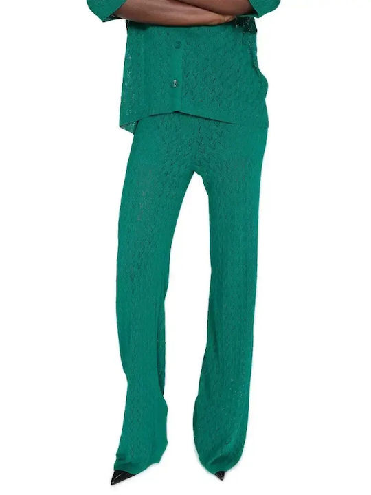 Damen Stoffhose in Breit Bein Stil Valado-vert