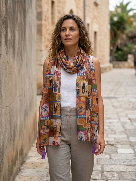 Pashbag Damen Mehrfarbiges Seidenschal