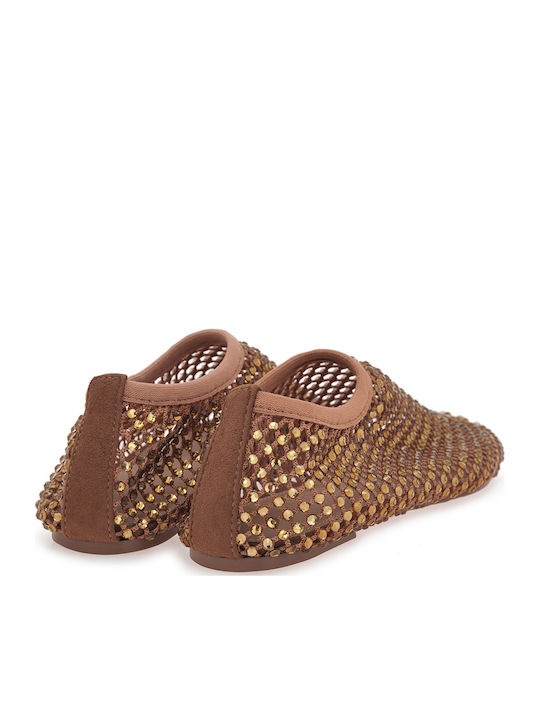 Women's Ballerina Shoes In Tabac Brown Colour