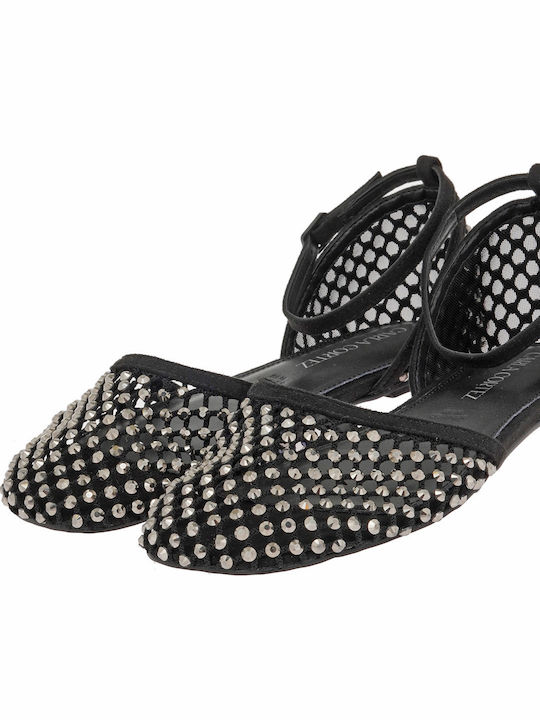 Suede Γυναικείες Μπαλαρίνες σε Μαύρο Χρώμα