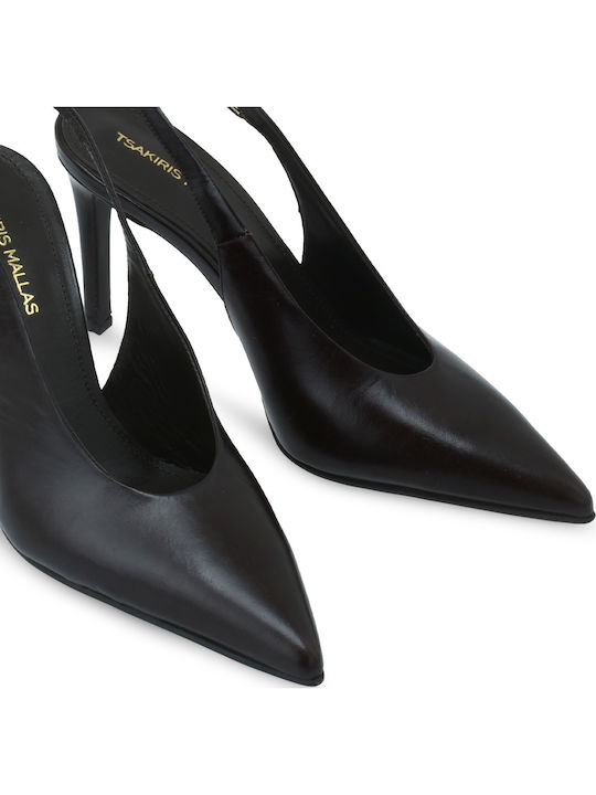 Leather Heels With High Brown Heel