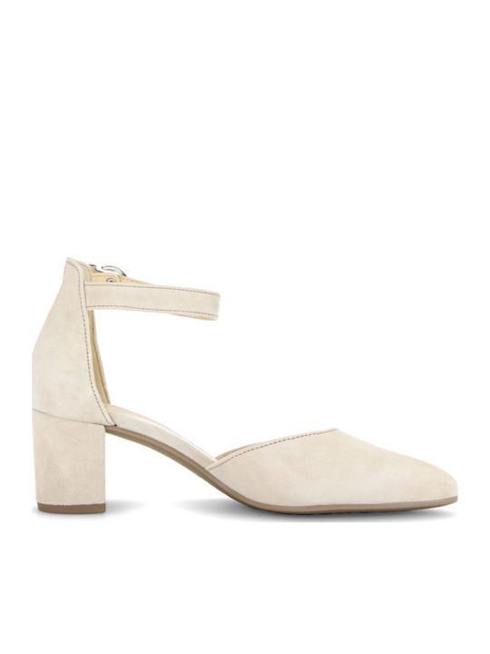 Leder Pumps mit Beige Riemen