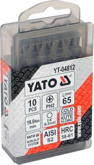 Double-ended Bits Screwdriver Ph2x65 10 Pcs Yt-04812 Yato