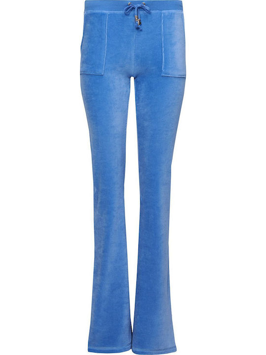 Pantaloni Trening Cu Pantaloni Evazați Catifea Albastru