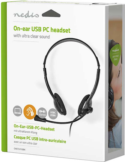 Nedis Auf Dem Ohr Multimedia-Kopfhörer Mit Mikrofon Und Verbindung USB-A / USB-C CHSTU110BK