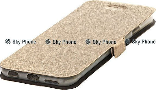 Pocket Huawei Nova Book Piele / Silicon Auriu (Honor 50 Lite)
