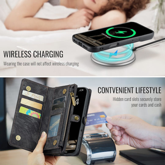 Caseme Wallet Silicone / Synthetic Leather Black (iPhone 16)