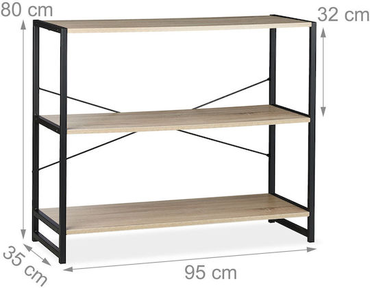 Bookcase Light Brown/Black 95x35x80 cm