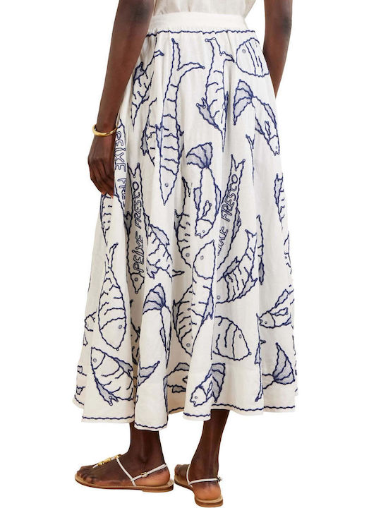 Linen Midi Skirt Off-White