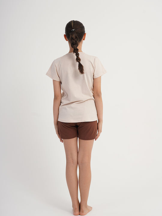 Vienetta Secret Kids Summer Cotton Pajamas Beige