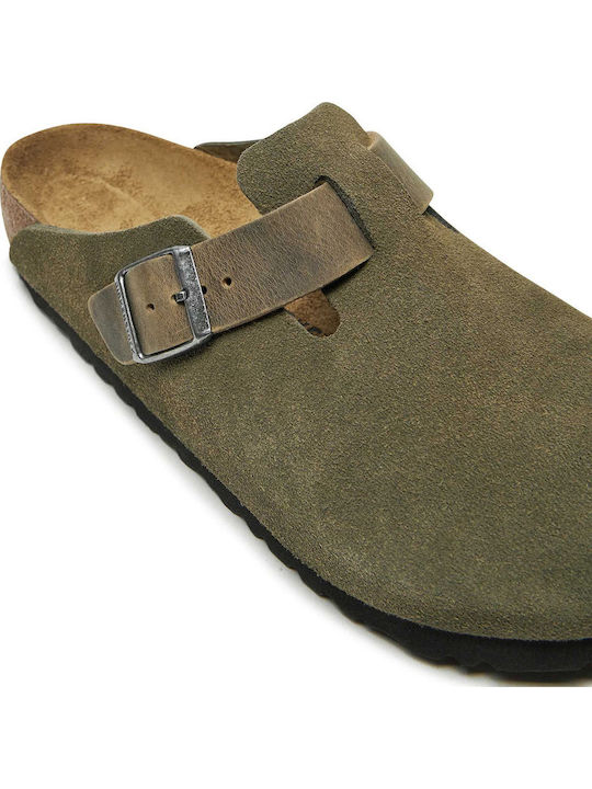 Birkenstock Boston Men's Leather Clogs Green