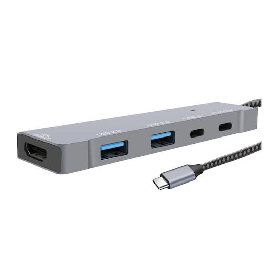 LinQ 5-in-1 USB-C Dockingstation mit HDMI 4K PowerDelivery Grau