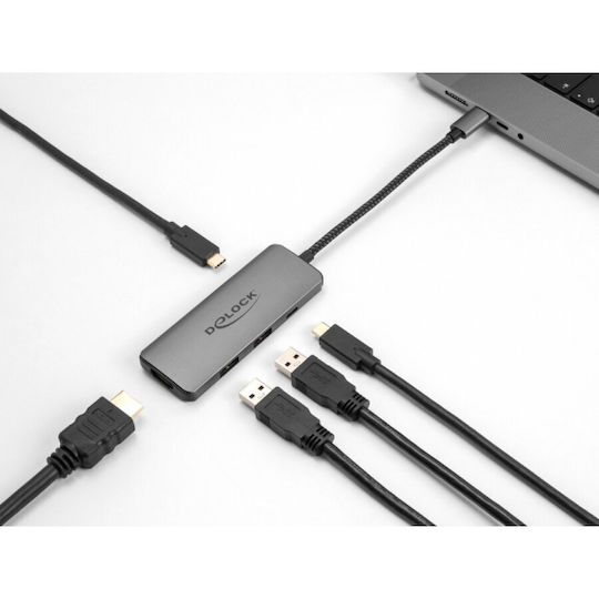 DeLock USB-C Docking Station με HDMI 4K Γκρι (87804)
