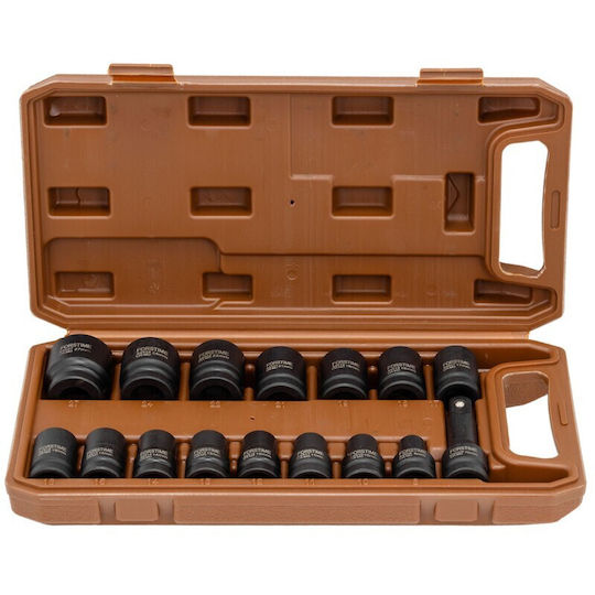Set 1/2" Impact Sockets 8-27mm Hexagonal