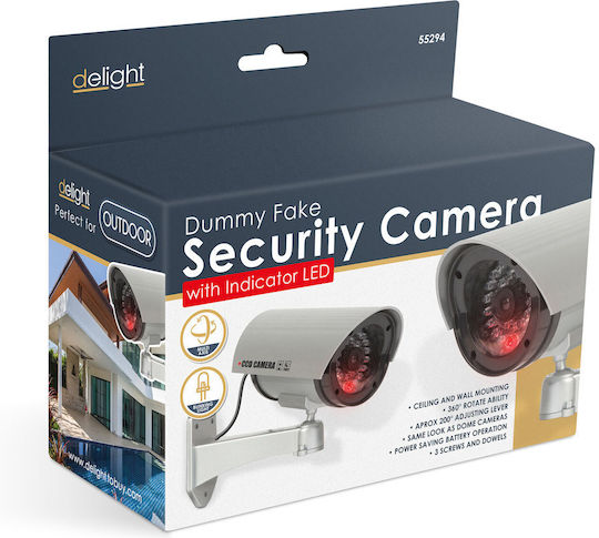 Cameră Supraveghere Falsă Cctv Rotativă 360° Cu Led Clipitor Alimentată Cu Baterii Aa Pentru Interior