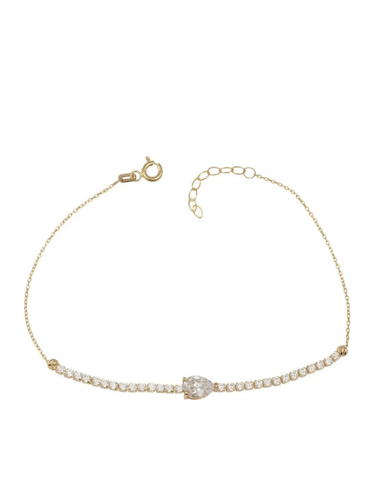 Set with Necklace Earrings & Bracelet from 14K Gold with Stones
