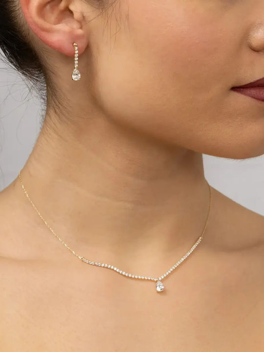Set with Necklace Earrings & Bracelet from 14K Gold with Stones