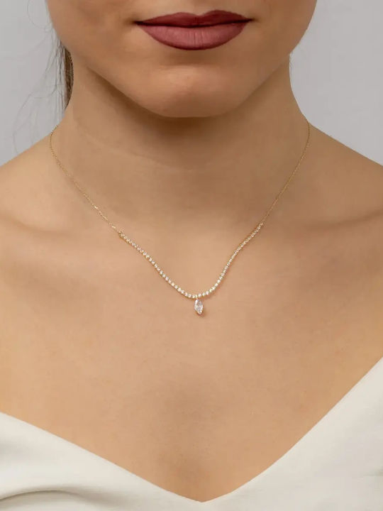 Set with Necklace Earrings & Bracelet from 14K Gold with Stones