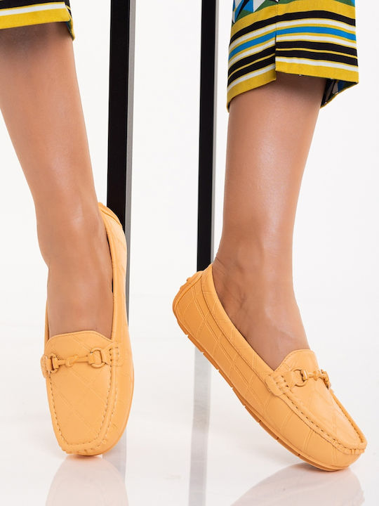 Loafers Dama Din Piele În Culoare Portocalie