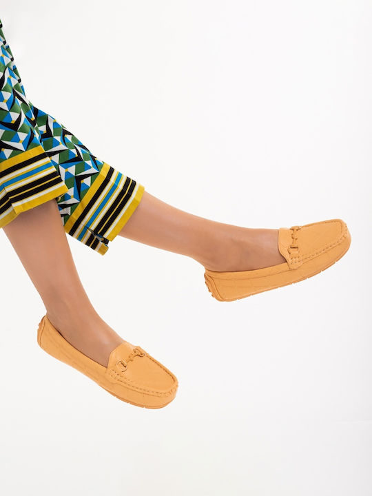 Loafers Dama Din Piele În Culoare Portocalie