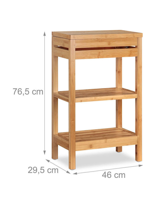 Relaxdays Floor Bathroom Shelf Bamboo 76.5x29.5x46cm Brown