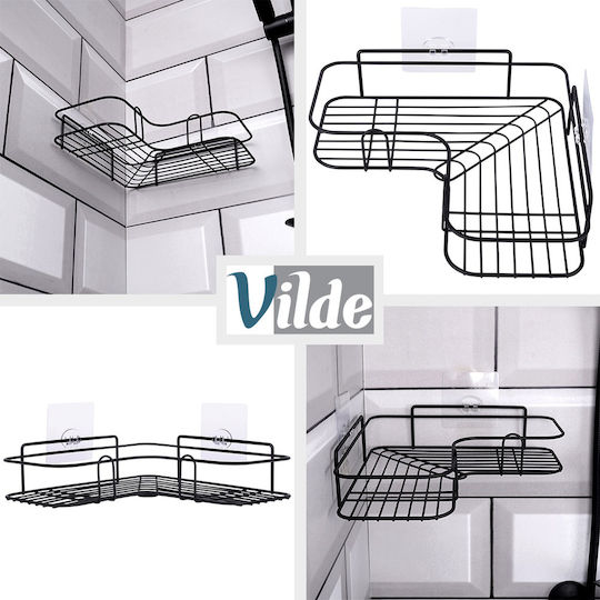 Vilde Ъглова Стенна Рафиера За Баня Метална 26.5x26.5x6.5см Черна
