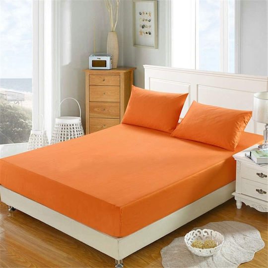 Hit Σεντόνι Ημίδιπλο με Λάστιχο 120x200εκ. Orange