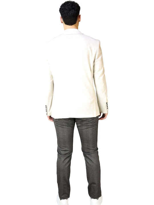 Men’s Suit Jacket with Slim Fit Ecru